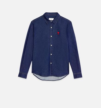 Ami Paris Ami De Coeur Denim Men's Denim Navy | ami-NZ511