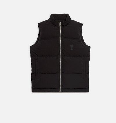 Ami Paris Ami De Cœur Sleeveless Down Men's Jackets Black | ami-NZ344