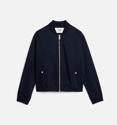 Ami Paris Ami de Coeur Bomber Men's Jackets Navy | ami-NZ203