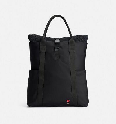 Ami Paris Ami de Coeur Hybrid Tote Backpacks Black | ami-NZ378