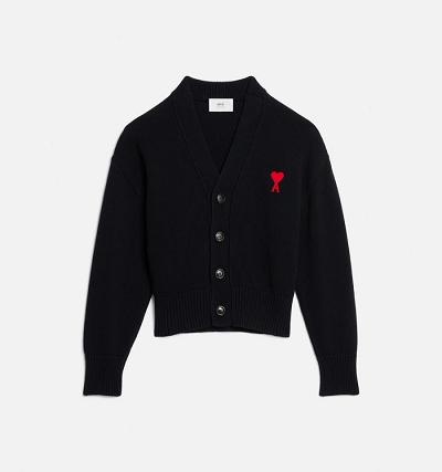 Ami Paris Ami de Coeur Men's Cardigans Black | ami-NZ158