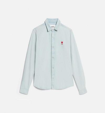 Ami Paris Ami de Coeur Men's Denim Light Blue | ami-NZ504