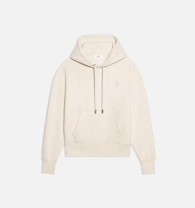 Ami Paris Ami de Coeur Men's Hoodies Beige | ami-NZ527