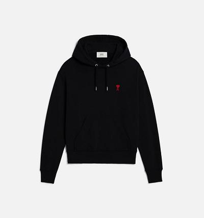 Ami Paris Ami de Coeur Men's Hoodies Black | ami-NZ243