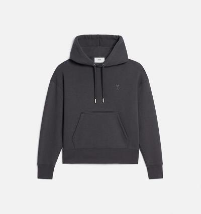 Ami Paris Ami de Coeur Men's Hoodies Grey | ami-NZ133