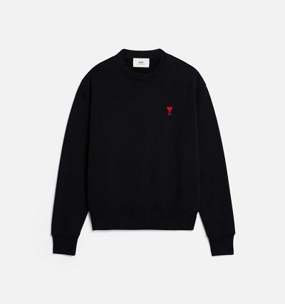 Ami Paris Ami de Coeur Men's Sweatshirts Black | ami-NZ264