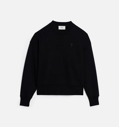 Ami Paris Ami de Coeur Men's Sweatshirts Black | ami-NZ385