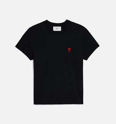 Ami Paris Ami de Coeur Men's T Shirts Black | ami-NZ263
