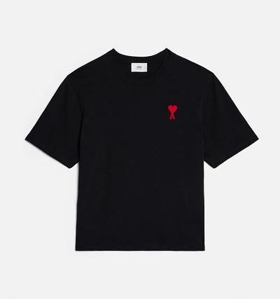 Ami Paris Ami de Coeur Men's T Shirts Black | ami-NZ571