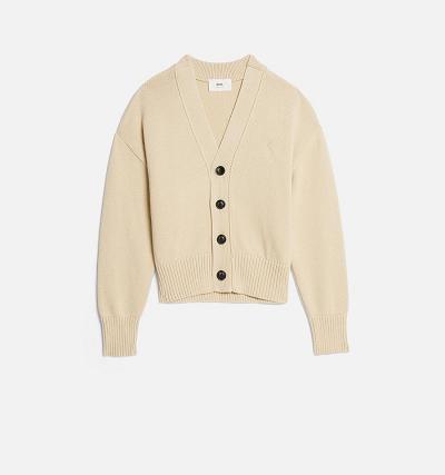 Ami Paris Ami de Coeur Women's Cardigans Beige | ami-NZ226