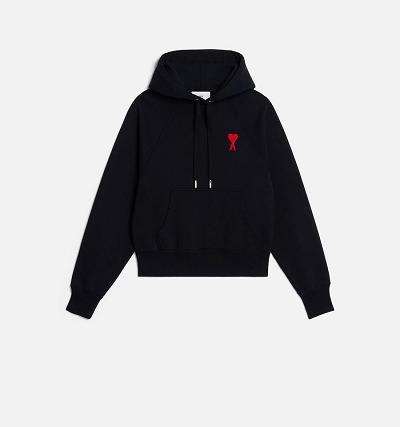 Ami Paris Ami de Coeur Women's Hoodies Black | ami-NZ154