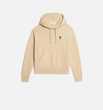 Ami Paris Ami de Coeur Women's Hoodies Beige | ami-NZ557