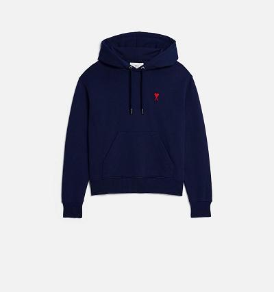 Ami Paris Ami de Coeur Women's Hoodies Navy | ami-NZ371