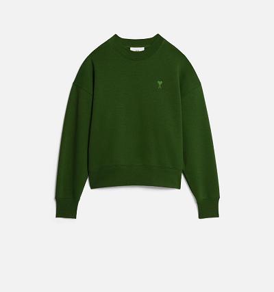 Ami Paris Ami de Coeur Women's Sweatshirts Green | ami-NZ439