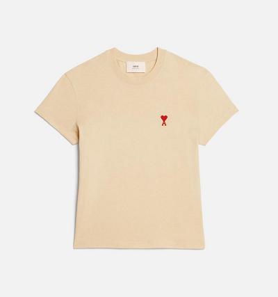 Ami Paris Ami de Coeur Women's T Shirts Beige | ami-NZ434