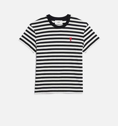 Ami Paris Ami de Coeur Women's T Shirts Black / White | ami-NZ600