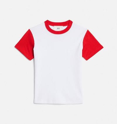 Ami Paris Bicolor Ami de Cœur Men's T Shirts White / Red | ami-NZ232