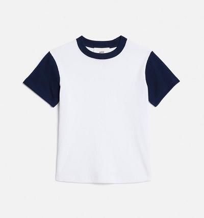 Ami Paris Bicolor Ami de Cœur Men's T Shirts White / Navy | ami-NZ257