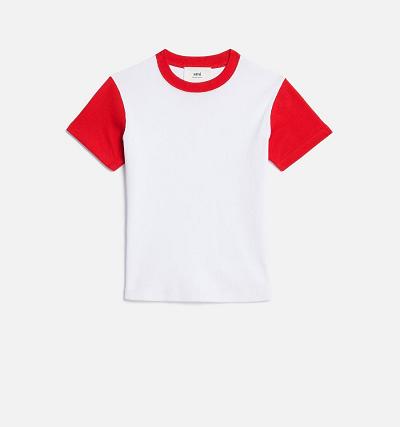 Ami Paris Bicolor Ami de Cœur Women's T Shirts White | ami-NZ295