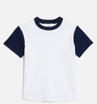 Ami Paris Bicolor Ami de Cœur Women's T Shirts White / Navy | ami-NZ506