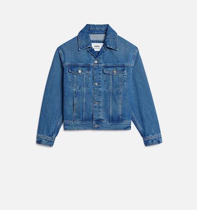 Ami Paris Boxy Fit Denim Women's Jackets Blue | ami-NZ304