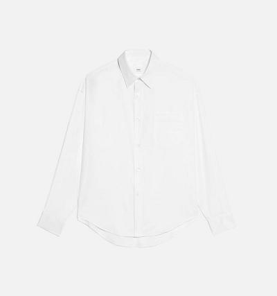 Ami Paris Boxy Fit Men's Shirts White | ami-NZ425