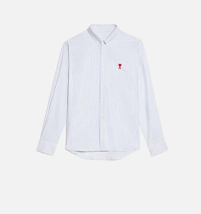 Ami Paris Button-Down Ami De Coeur Men's Shirts Light Blue | ami-NZ269