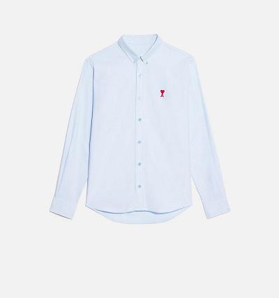 Ami Paris Button-Down Ami De Coeur Men's Shirts Blue | ami-NZ380