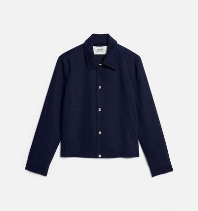 Ami Paris Buttoned Men's Jackets Navy | ami-NZ449