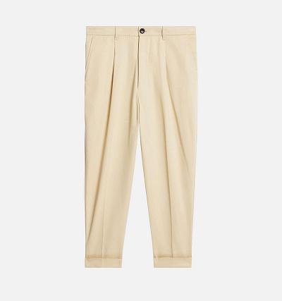 Ami Paris Carrot Oversized Men's Pants Khaki | ami-NZ147
