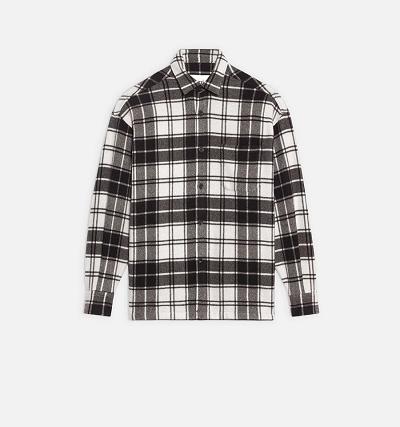 Ami Paris Checked Overshirt With Print Men's Jackets Black / White | ami-NZ481