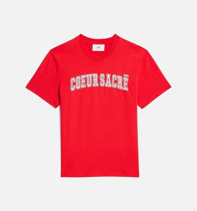 Ami Paris Coeur Sacré Men's T Shirts Red | ami-NZ117