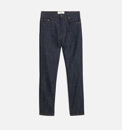 Ami Paris Cropped Slim Fit Women's Jeans Navy | ami-NZ562