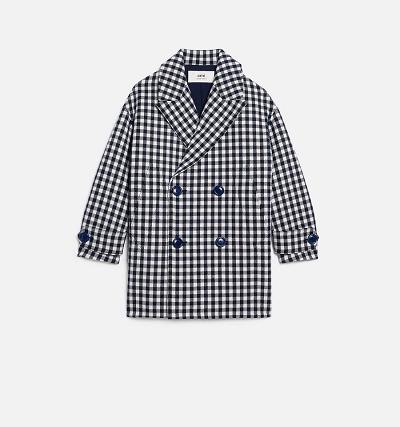 Ami Paris Double Breasted Men's Coats Navy / White | ami-NZ590
