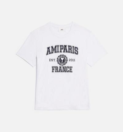 Ami Paris France Men's T Shirts White | ami-NZ351