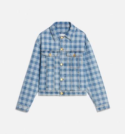 Ami Paris Gingham Boxy Fit Denim Men's Jackets Blue | ami-NZ413
