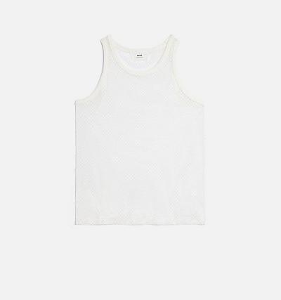 Ami Paris Oversized Women's Tanks White | ami-NZ331