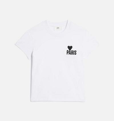 Ami Paris Paris Ami de Coeur Men's T Shirts White | ami-NZ483