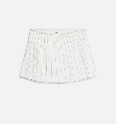 Ami Paris Pleated Women's Denim White | ami-NZ548