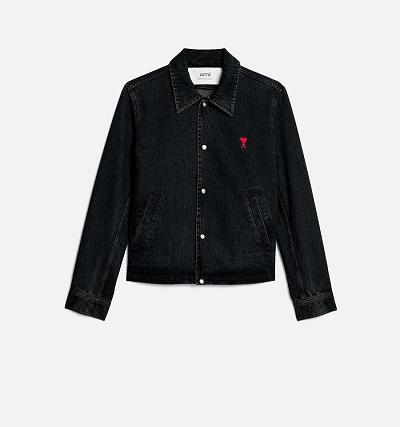 Ami Paris Press Buttons Ami De Cœur Men's Jackets Black | ami-NZ340
