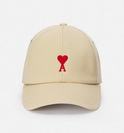 Ami Paris Red Ami de Coeur Embroidery Caps Beige | ami-NZ360