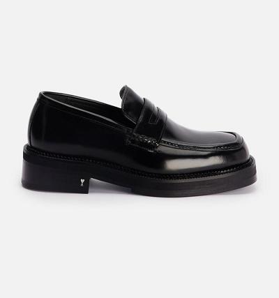 Ami Paris Square Toe Men's Loafers Black | ami-NZ281