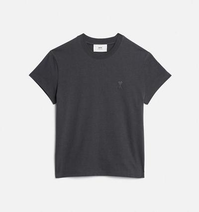 Ami Paris Tonal Ami de Coeur Men's T Shirts Grey | ami-NZ276