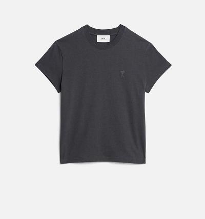 Ami Paris Tonal Ami de Coeur Women's T Shirts Grey | ami-NZ320