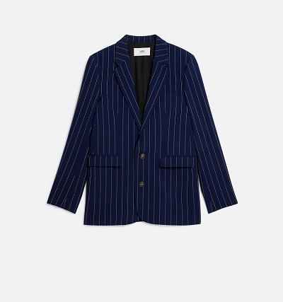 Ami Paris Two Buttons Men's Jackets Navy | ami-NZ480