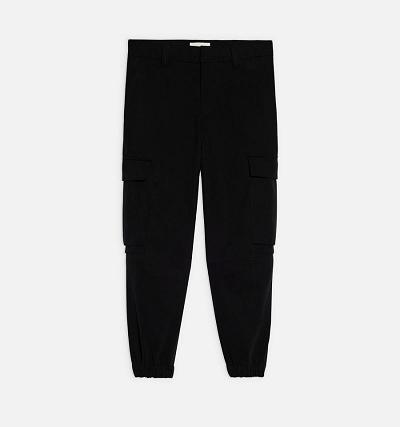 Ami Paris With Elasticated Ankles Men's Cargo Pants Black | ami-NZ314